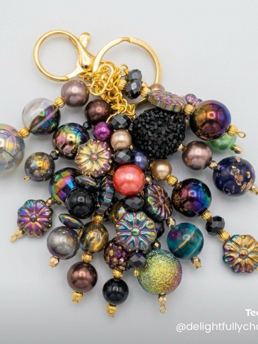 Multicolor Beaded Keychain Card Holder